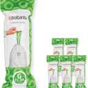 Brabantia PerfectFit Trash Bags (Size G/6-8 Gal) Thick Plastic Trash Can Liners with Drawstring Handles (120 Bags) (White - Code G)