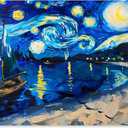 Whimsical Night Sail Gallery Wrapped Impressionism 1 Piece Canvas Wall Art/Monet And Van Gogh Inspired Art, 24" x 16", Gallery Wrapped (16L" x 24W")
