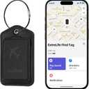 Luggage Tags, Works with Apple Find My, Leather Luggage Tag for Suitcases, Travel Tags, Bag Tag for Backpacks, Suitcase Tag with Privacy Flap, Anti-Lost Smart Luggage Tracker, Travel Essentials, Black
