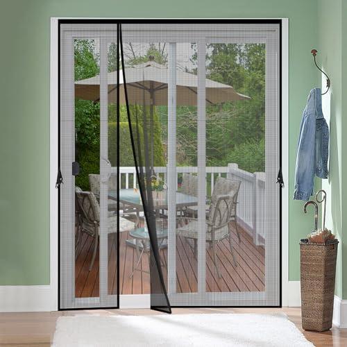 Fiberglass Magnetic Screen Door Fit Door Size 72 x 96 in- Heavy Duty Fiberglass Screen Door Mesh for Interior Door, Patio and Sliding Doors - Door Screen Magnetic Closure Let Fresh Air in