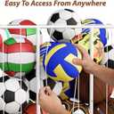 YKDIRECT 250L Rolling Ball Organizer with Locking Wheels - Large Sports Storage Basket for Basketball Soccer Football Volleyball, Steel Garage Equipment Cart with Elastic Rope for Household Storage