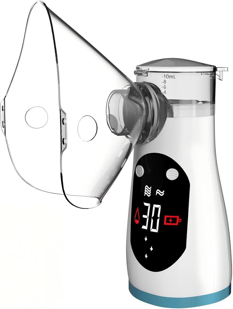 Portable Mesh Nebulizer, Handheld Cool Mist Steam Inhaler with Breathing Problems, USB Rechargeable Device for Home Office Travel
