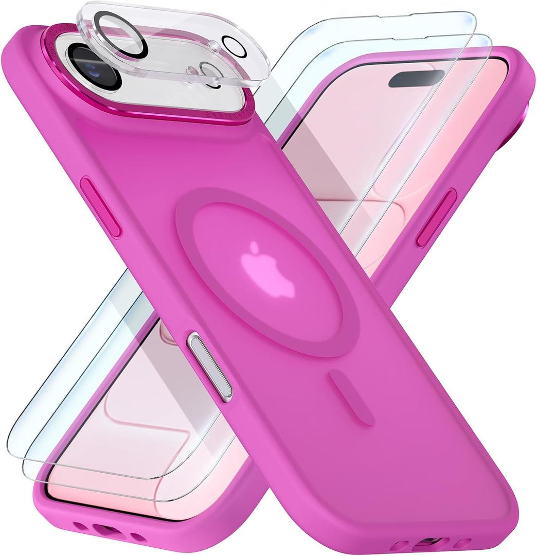 Magnetic for iPhone 17 Air Case [Compatible with Magsafe] [Military Grade Drop Protection] [Anti-Fingerprint] Translucent Matte Shockproof Women Phone Case Cover, Berry Purple