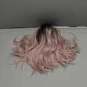 NOBLE Pink Wig with Bangs Short Ombre Pink Bob Wigs for Women Colorful Short Wavy Wigs Heat Resistant Synthetic Bob Wigs with Dark Roots for Daily Party Use (12 Inch (Pack of 1))