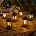 Beautyard Outdoor Solar Candles Lights Flickering Decorative Lantern Stake Lighting for Garden, Backyard, Lawn, Pathway, Patio Accessories and Decor ( Small 6 Pack , Black )