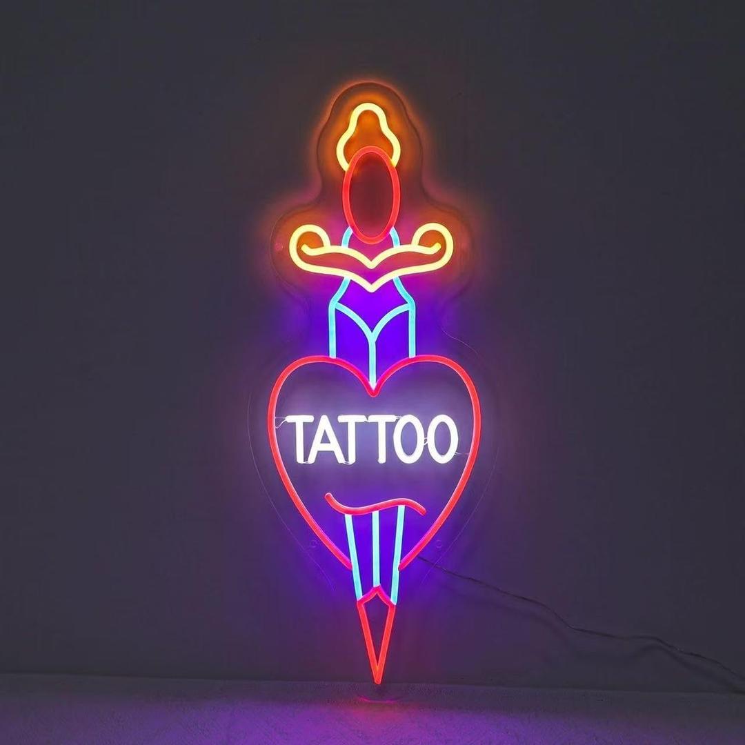 Tattoo Neon Sign Dimmable LED Tattoo Studio Neon Light Tattoo Open Light up Signs for Man Cave Tattoo Salon Studio Business Shop Wall Décor