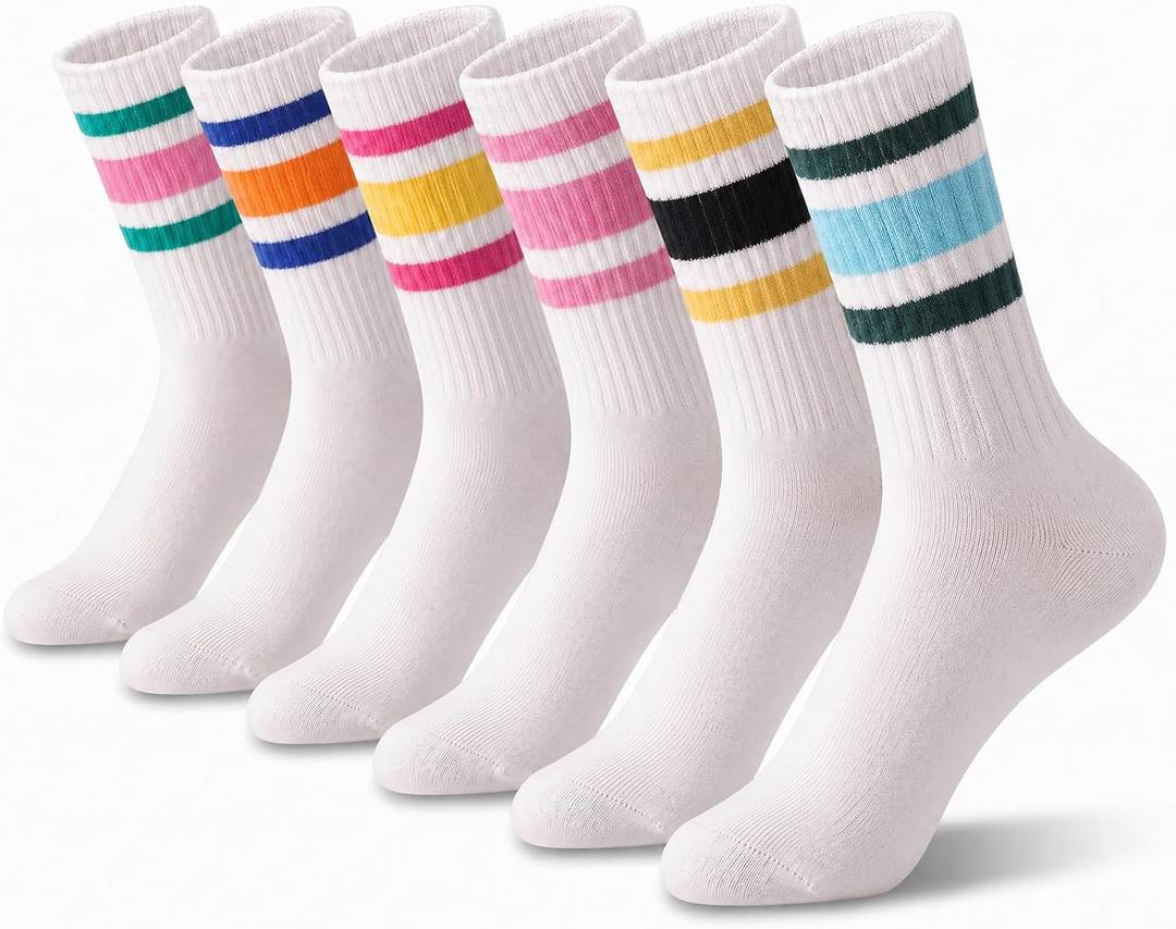 crew socks for women/Men - Retro Sport Socks Breathable Cotton, Seamless Comfort