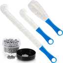 3 Pieces Decanter Cleaning Brush Flexible Bottle Scourer and 400 Pieces Reusable Decanter Cleaning Beads Household Cleaning Tools for Wine Decanters Goblets Glasses Cups (Blue Handle)