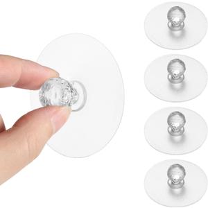 Ptwola 4 Pcs Self Adhesive Cabinet Drawer Pull Knobs No Drill Clear Acrylic Crystal Diamond Shaped Pulls Handles Hooks Window Opener for Wardrobe Kitchen Cupboard Bookcase Dresser Furniture Door