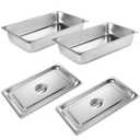 VOISEN Hotel Pans with Lids 2 Pack 1/1 Size 4" Deep, 1.2mm Thick Hotel Pans Full Size, Steam Table Pan for Catering Buffet Chafing Dish Pan,20.87"x12.8"x4"