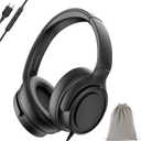 Wired Over-Ear Headphones with USB C Connector, Hi-Fi Stereo Sound, Noise-Isolating Ear Cups, Comfortable Fit for USB C Devices (with Bag, Black)