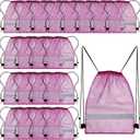 Saintrygo 20 Pcs Reflective Mesh Drawstring Bag 16.54 x 13.78 Inch Quick Drying Swimming Sport Beach Bag Swimming Athletic Gym Clothes Beach Sports Storage(Purple)