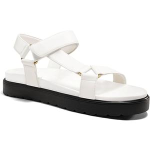 Coutgo Womens Platform Sandals Comfortable Open Toe Adjustable Strap Summer Vacation Shoes, White, Size 8.5