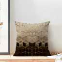 Boho Brown Black Pillow Covers 18 x 18 Inch Set of 2 Abstract Brown Golden Geometric Throw Pillows Outdoor Decorative Modern Art Cubic Pillowcase Linen Cushion Cases for Bed Sofa Couch