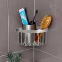 Luxshiny Kitchen Sink Sponge Holder with Suction Cups 304 Stainless Steel Corner Sink Organizer for Kitchen and Bathroom Drip Dry Storage Rack for Sponges and Cleaning Accessories