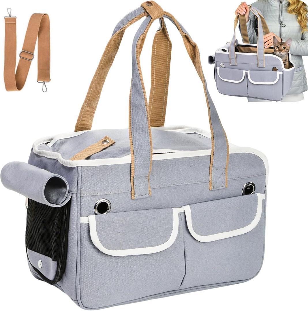 Collapsible Pet Carrier, Soft Sided Cat Carrier for Small Cats up to 12 Lbs, Airline Approved Portable Pet Travel Bag with Shoulder Strap, Mesh Top Load Small Dog Carrier Bag for Outdoor