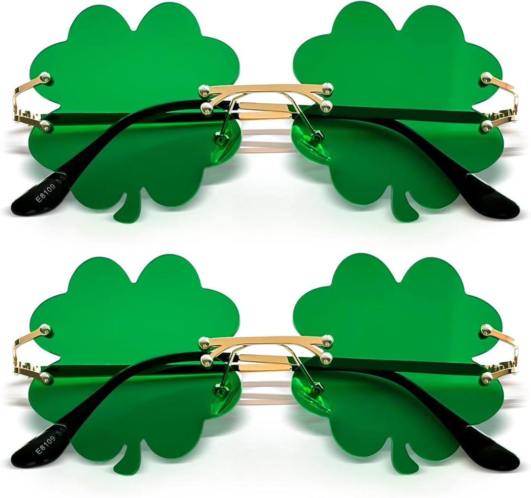 St. Patrick's Day Sunglasses: Irish Shamrock Sunglasses Green Four Leaf Clover Leprechaun Glasses Party Decorations