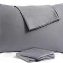 Cotton Pillow Protectors/Cases Queen Size with Zipper 4 Pack Grey Color,Cooling & Breathable Bed Pillow Protectors Set of 4 Pillow Cases Cover (Queen Size 20" x 30")