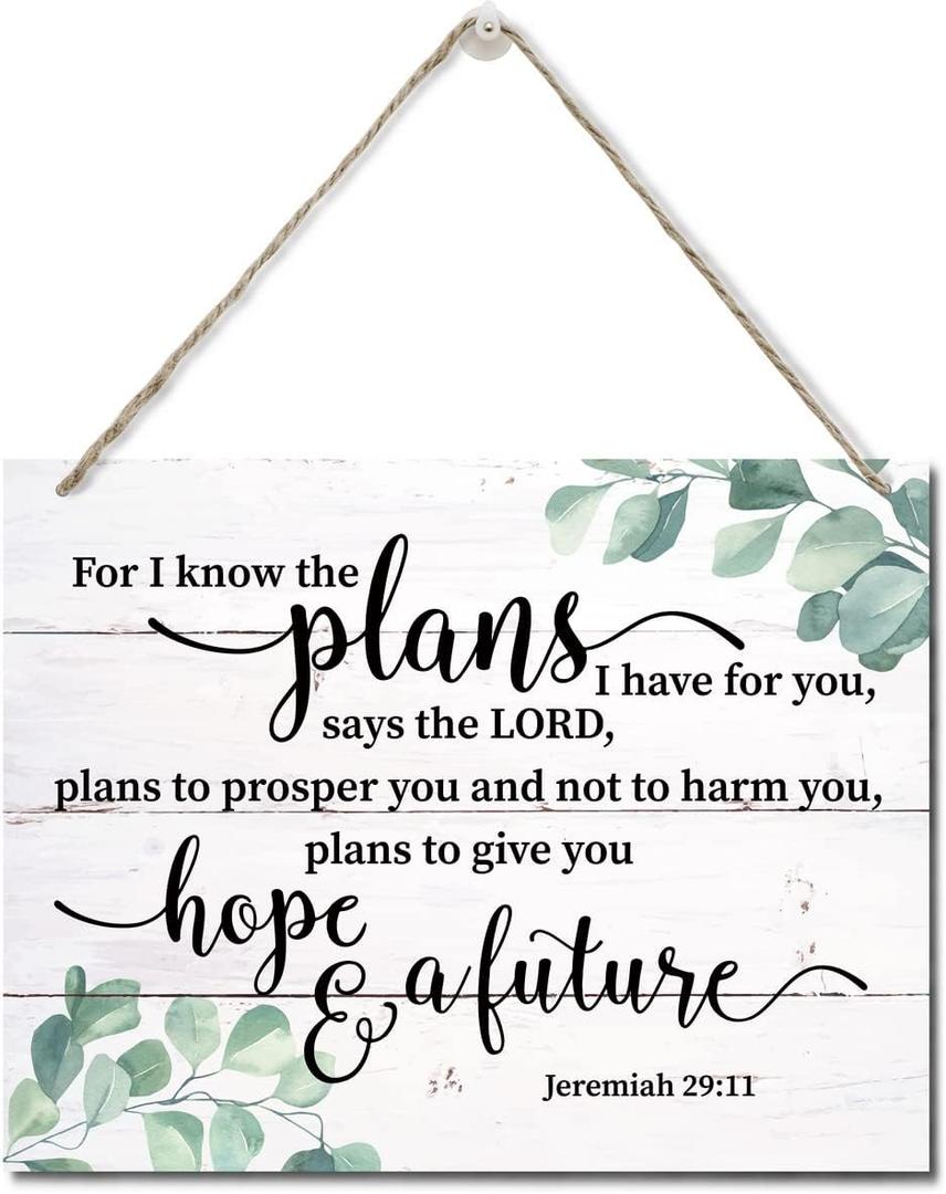 3 x Bible Verse Printed Wood Plaque Sign Wall Hanging, Home Wall Decor For I Know the Plans I Have For You Scripture Rustic Hanging Wall Plaque Wood Signs, Jeremiah 29:11 Christian Sign