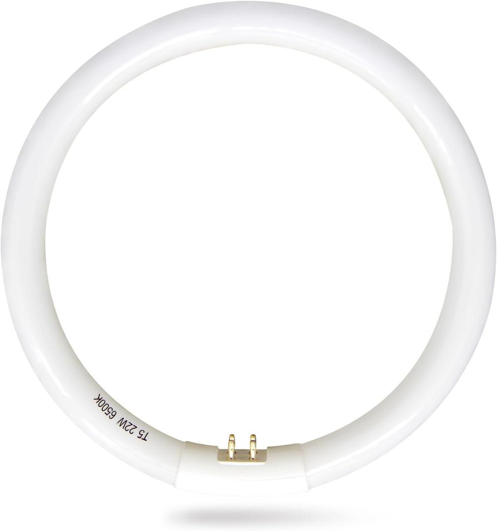T5 22W Circular Bulb,7.25 inch 22W T5 Fluorescent Round Tube Replacement for Floxite, Zadro, Rialto Makeup Magnifying Vanity Mirror, 6500K Daylight