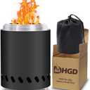 HGD Small Tabletop Fire Pit, Smokeless Table Top Firepit Outdoor, Portable Mini Stove with Carry Bag for Camping Backyard Patio Garden Picnic, Fueled by Pellets or Wood, Stainless Steel, Black