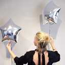 24 Pcs 18" Silver Star Balloons Foil Balloons Mylar Balloon for Baby Shower, Gender Reveal, Wedding, Magical Prom or Engagement Party Decoration