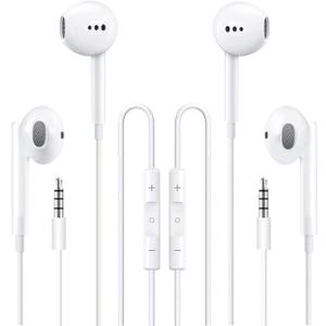 Wired Ear Buds Earphones White, Pack Of 2