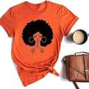 Black History Shirts Awareness Shirts Plus Size Tops for Women Afro American Natural Hair Vintage Melanin Tees, Medium
