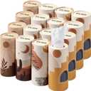 Tatuo 16 Pack Car Tissues Cylinder Holder with 3 Ply Facial Bulk Boho Round Tissue Holder Travel Tissues Boxes Container for Car Cup Wedding Gifts Home Bathroom Office (Warm)