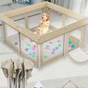 Jimglo Baby Playpen Foldable, Playard for Babies and Toddlers, Portable Playpen Activity Center with 50 Balls+2 Handles for Travel, Indoor & Outdoor Play Pen with Mesh 50''x50''