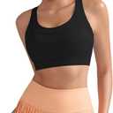 RUNNING GIRL Sports Bras for Women High Support,Racerback Molded Cup Sports Bra with Sewn in Pads (Black, M)