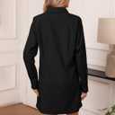 Womens Button Down Shirt Dresses Cotton Button Up Tunics Long Sleeve Solid High Low Blouse Waist Up Dress (S)