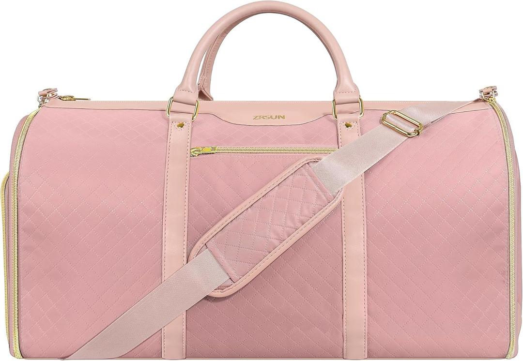 Garment Bag for Travel, Carry On Garment bag, Convertible Duffel Bag with Shoe Compartment, Perfect for Business Trips and Weekend Getaways(Pink)