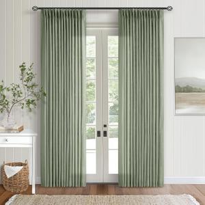 Green Linen Curtains 108 Inches Long 2 Panels Set for Living Room Farmhouse Boho Linen Textured Pinch Pleated Memory Shape Light Filtering Ceiling Semi Sheer Window Curtain Hook Rings Sage Green Green Linen Curtains 108 Inches Long 2 Panels Set for Living Room Farmhouse Boho Linen Textured Pinch Pleated Memory Shape Light Filtering Ceiling Semi Sheer Window Curtain Hook Rings Sage Green