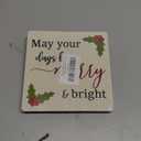 5x5" Winter Wood Plaque With Iron Frame, May Your Days Be Merry & Bright, Best Wishes For Women, Men, Friends, Home & Office Christmas Party Decoration & Favor - E02
