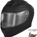 Favoto Full Face Motorcycle Helmet with 2 Visors and Anti-fog Film, DOT Approved Street Bike Helmet for Adult Men Women Matte Black Size Large