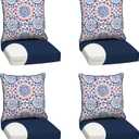 Arden Outdoor Foam Deep Seat Cushion Set (4-Pack), 24x24, Premium High-Density Foam, Never Flattens, Weather-Proof for Patio Chair Sofa Couch, Clark Blue