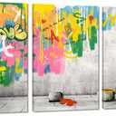 Novatique Banksy Canvas Wall Art Abstract Graffiti Wall Art Colorful Graffiti Art Print Modern Pop Art Wall Decor Painting for Living Room Bedroom Office,24x 36x3Pcs (36"Hx24"Wx3Pcs)