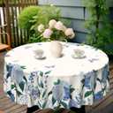 Eikione Round Tablecloth 70inch Floral Table Cloth, Colorful Tablecloths Polyester Waterproof Stain Wrinkle Free, Table Cover for Home Kitchen Dining Party Patio Decor