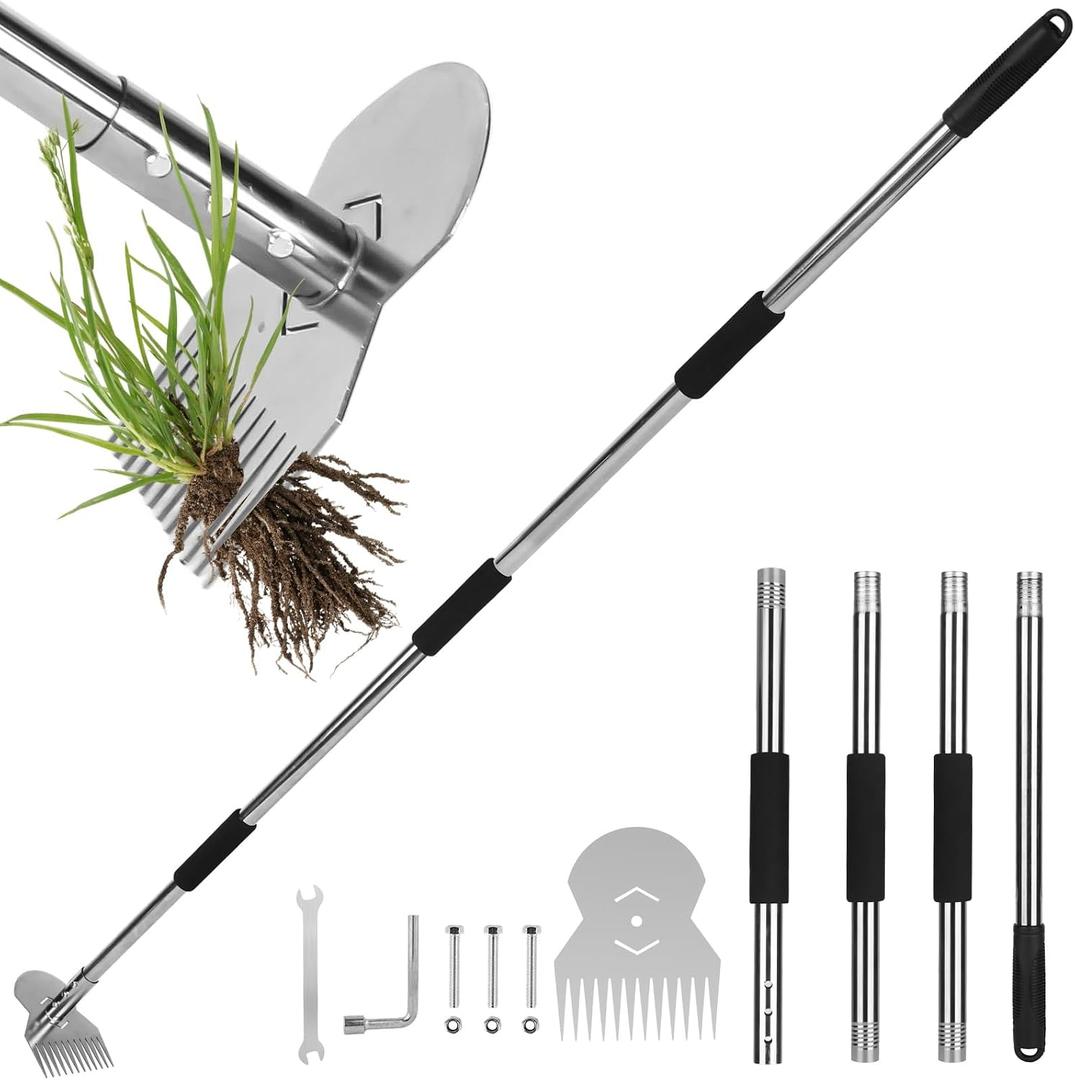 Garden Tools,Weeder Tool,63" Weed Puller Tool with Long Handle,Easy Weeding Without Bending or Squatting Down,Weeding Tools Suitable for Farm Planting,Gardening(Silver 12 Claws)