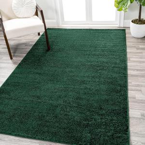 Haze Solid Low-Pile Indoor Area-Rug Casual Contemporary Solid Traditional Easy-Cleaning Bedroom Kitchen Living Room Non Shedding, 8 ft x 10 ft, Emerald