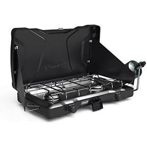 Coleman Triton 2-Burner Propane Stove, Portable Camping Cooktop with 2 Adjustable Burners & Wind Guards, 22,000 BTUs of Power for Camping, Tailgating, Grilling, BBQ, & More