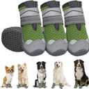 SlowTon Dog Shoes for Large Small Medium Dogs - Breathable Dog Boots for Summer Hot Pavement, Paw Protector for Outdoor Walking Winter Snow, Anti-Slip Rubber Dog Booties for Hardwood Floor (Avo GR, 3)