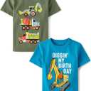 The Children's Place Baby and Toddler Boys' Vehicle Short Sleeve Graphic T-Shirts, 2 Pack (12-18 Months)