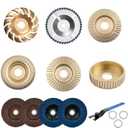 14PCS Wood Carving Disc Set for 4" & 4-1/2" Angle Grinder, Stump Grinder Tool with Flap Sanding Wheels, 5/8" Adapter Rings for Cutting, Shaping, Grinding & Polishing Wood