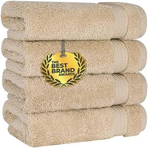 Cotton Paradise Hand Towels for Bathroom, 100% Cotton Turkish 4 Piece Hand Towel Set, Soft Absorbent Face Towels, Beige Hand Towels