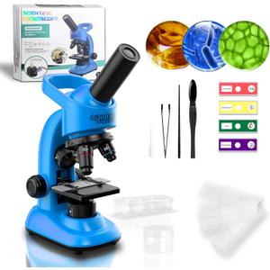 Kids Microscope,40-1600x Microscope Kit for Kids Beginners Children,STEM Kit,Prepared Slides,LED Light and Configured Various Operating Tools- Science Experiment Toy for Kids Ages 6-12