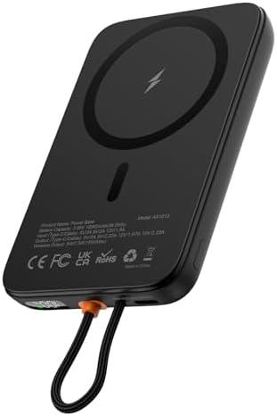 AsperX for Magsafe Battery Pack, 10,000mAh Magnetic Power Bank, Built-in USB-C 25W PD Charging, LCD Display, Compatible Portable Charger for iPhone 16/15/14/13/12, Galaxy 25 etc, Black