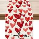 XCHI Watercolor Red Love Hearts Valentines Day Table Runner Table Decoration for Party Home Kitchen Dining Holiday Decor 13x48 Inch
