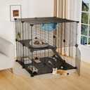 STILLCOVE Medium Cat Cage Indoor, with Hammock & Anti-Tip Kit | with Paw-Friendly Platform and Ramp, 2-Tier Widened Design, DIY, Multi-Door Design, Kitten Enclosure Pet Playpen for Kitty